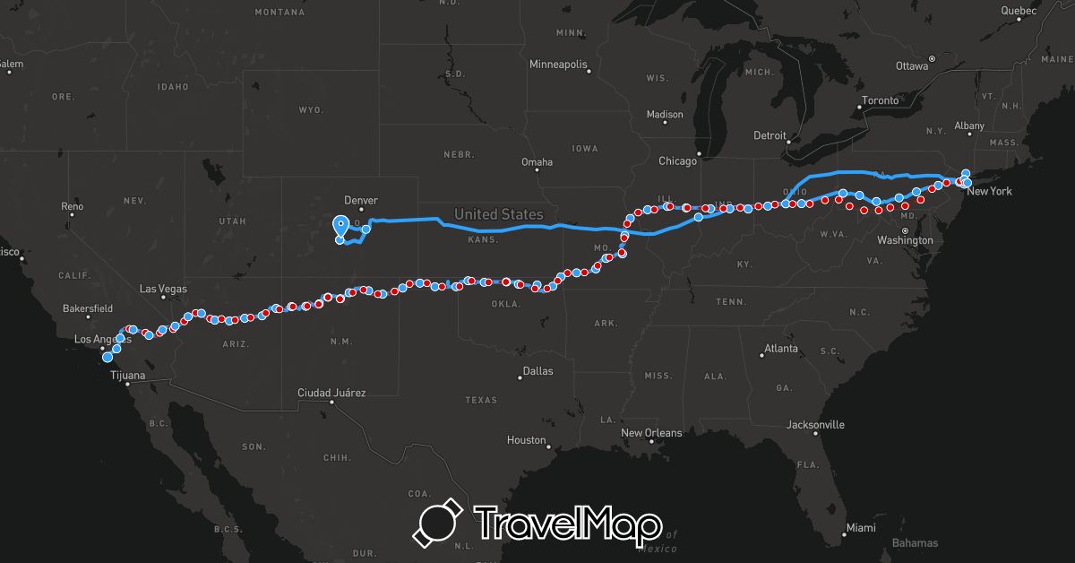 TravelMap itinerary: hiking, the route, william goodge in United States (North America)